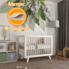 Кроватка для новорожденного Lilla - модель Aria белая + Матрас DreamTex 120х60 см