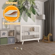 Кроватка для новорожденного Lillaland (приставная) - модель Lilla Aria белая + Матрас DreamTex 120х60 см
