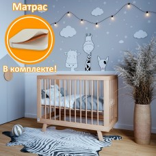 Кроватка для новорожденного Lillaland (приставная) - модель Lilla Aria дерево + Матрас DreamTex 120х60 см