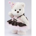 Lina Медведь девочка С днем рождения (длинная шерсть) L (±38 см) белый цвет