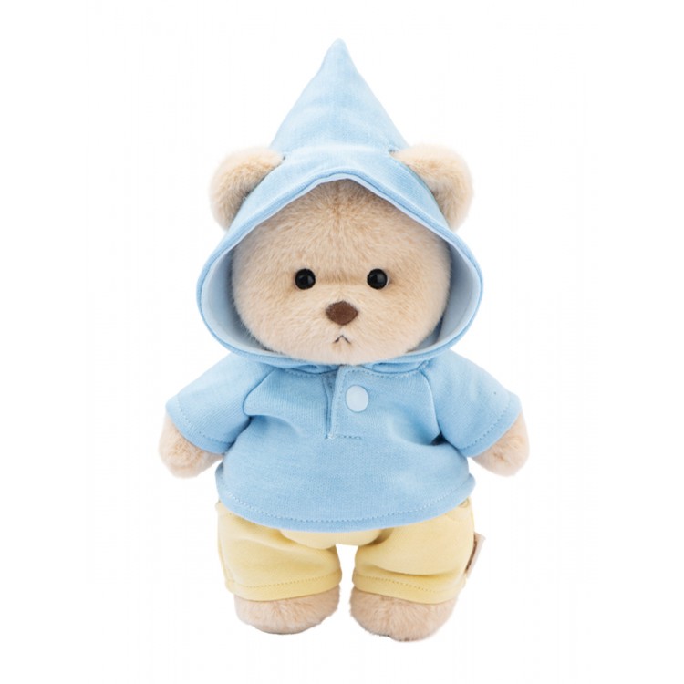 Lina Медведь Эверест молочный в голубом худи и желтых штанишках S (±20 см)