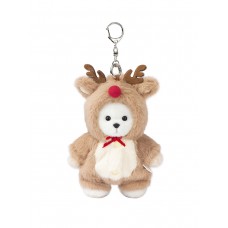 Lina Медведь белый в костюмчике Олень брелок  XS (±15 см)