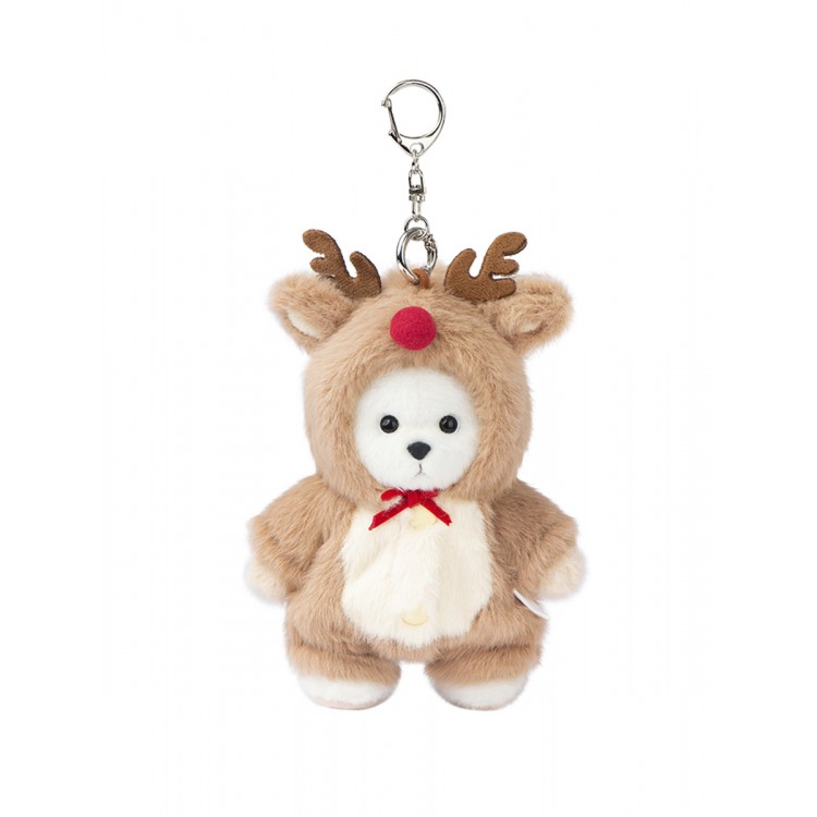 Lina Медведь белый в костюмчике Олень брелок  XS (±15 см)