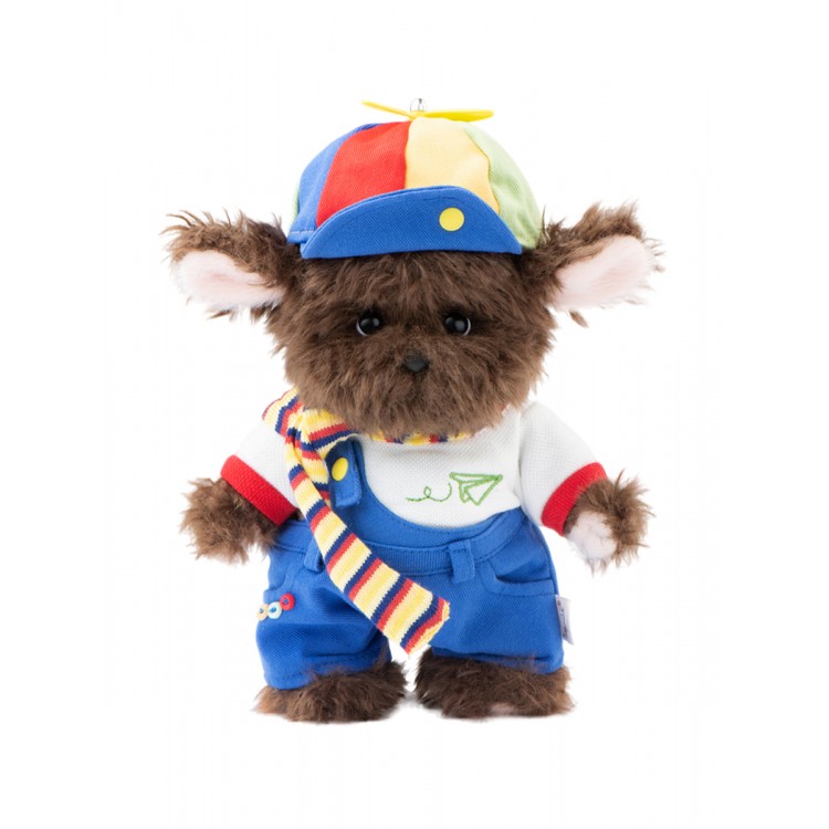 Lina Щенок Фил в одежде S (±20 см) кучерявый коричневый цвет