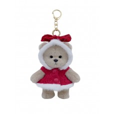 Lina Медведь молочный в Плаще с бантом брелок  XS (±15 см)