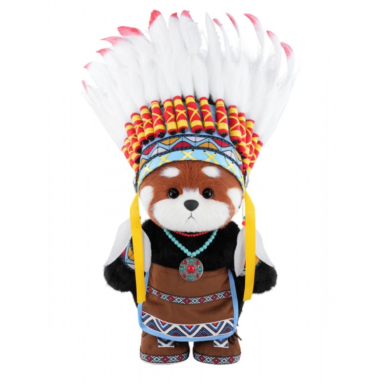 Lina Красная панда Вождь длинношёрстная M (±30 см) крас-кор цвет в одежде вождя