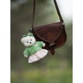 Lina Медведь Счастье белый с зеленым топиком и розовой юбочкой-брелком XS (±15 см)