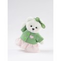 Lina Медведь Счастье белый с зеленым топиком и розовой юбочкой-брелком XS (±15 см)