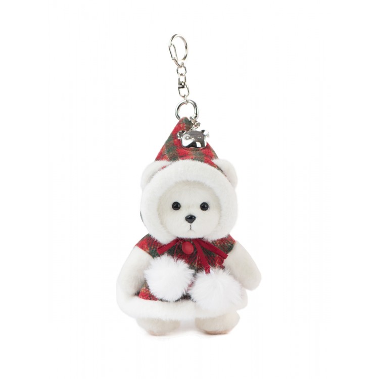 Lina Медведь белый в Плаще с бантом брелок  XS (±15 см)