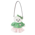 Lina Медведь Счастье белый с зеленым топиком и розовой юбочкой-брелком XS (±15 см)